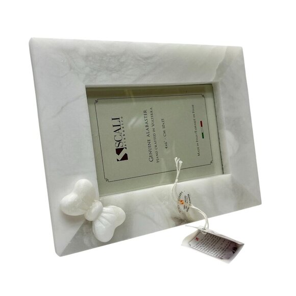 Scali Alabastro 4x6 Genuine Alabaster Frame Bow Accent Italian Handcrafted NWOB - Picture 6 of 9